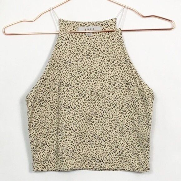 Revolve Gaze Halter Cut Leopard Spaghetti Strap Crop Top New without Tags XS - Picture 2 of 6